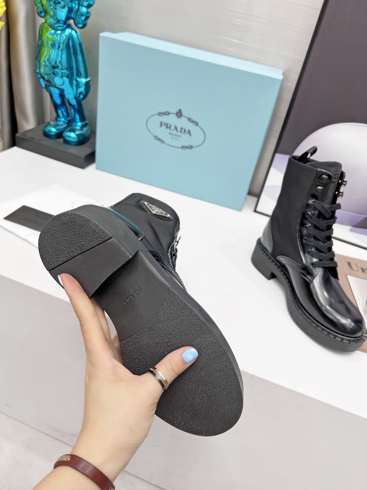 Prada boots and platform martin boots Biker boots