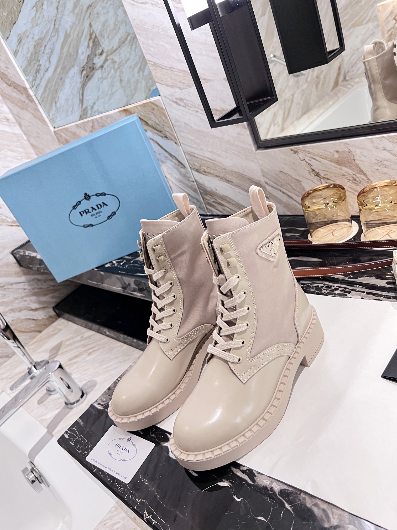 Prada boots and platform martin boots Biker boots