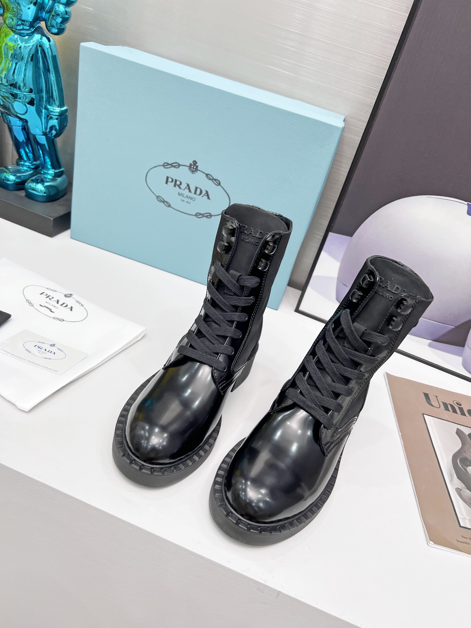 Prada boots and platform martin boots Biker boots