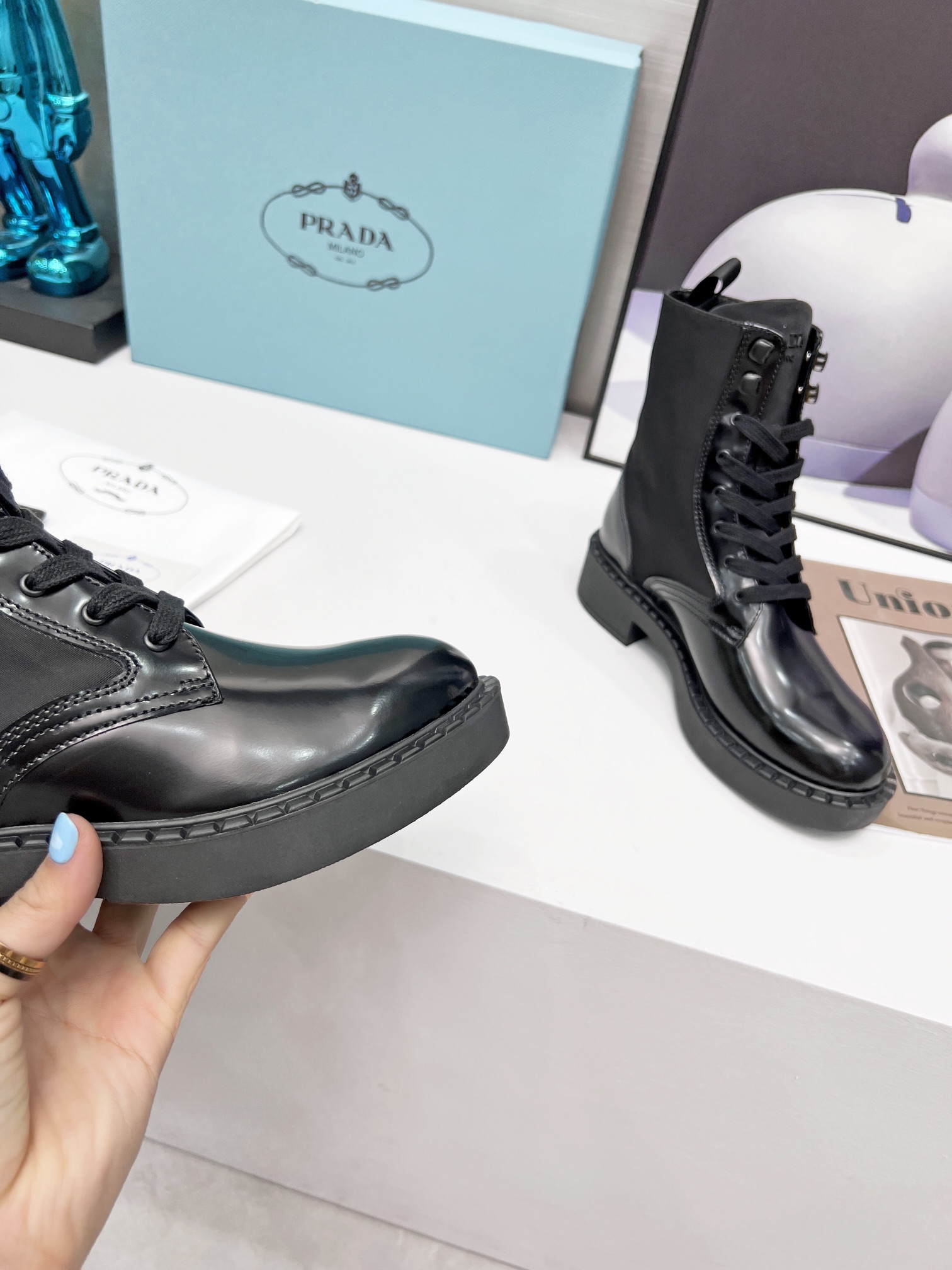 Prada boots and platform martin boots Biker boots