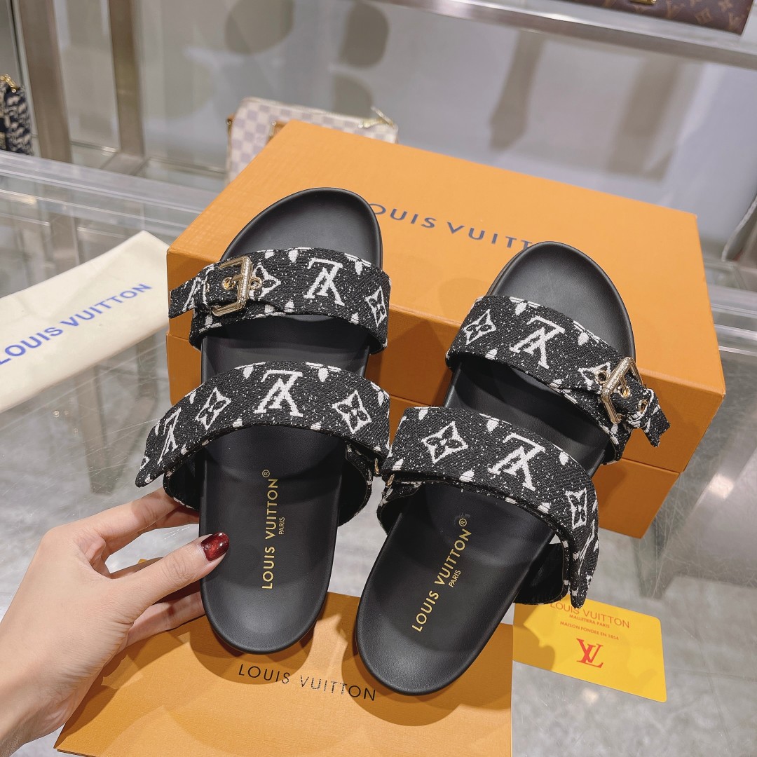 Louis Vuitton LV donkey house Velcro boat slippers
