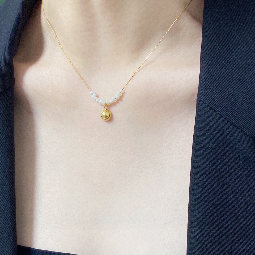 Chanel double C pearl thin necklace