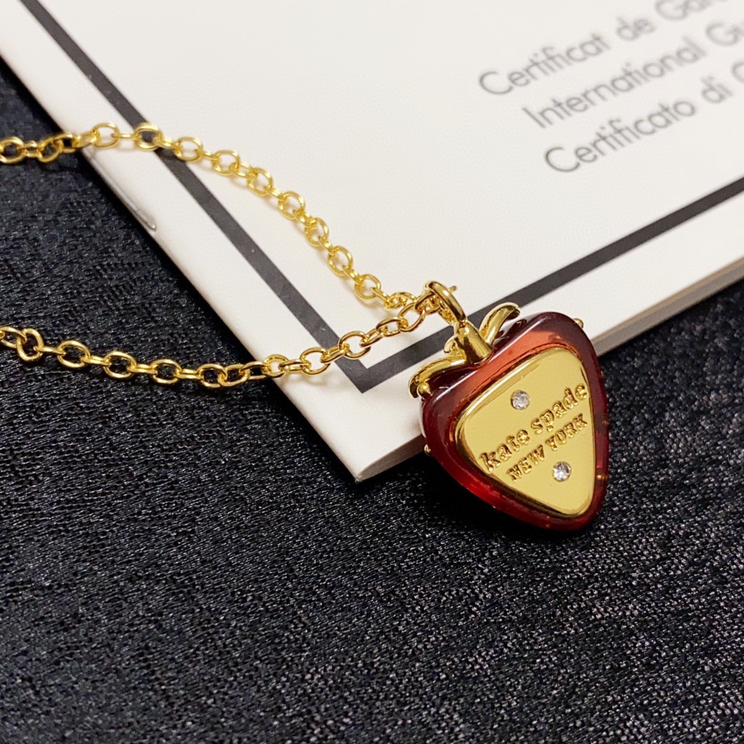 Kate Spade New York summer style cute fresh red strawberry 🍓 necklace