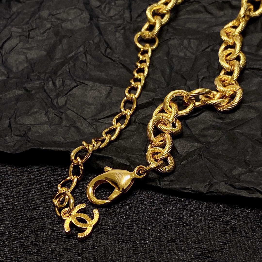 Chanel double C fish skeleton thick chain necklace