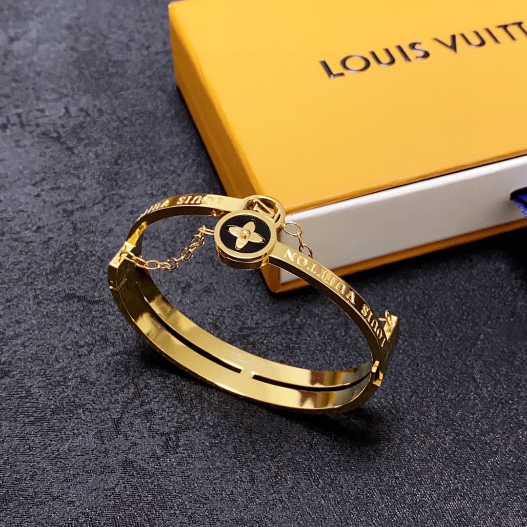 LV unisex four-leaf clover black onyx chain bracelet