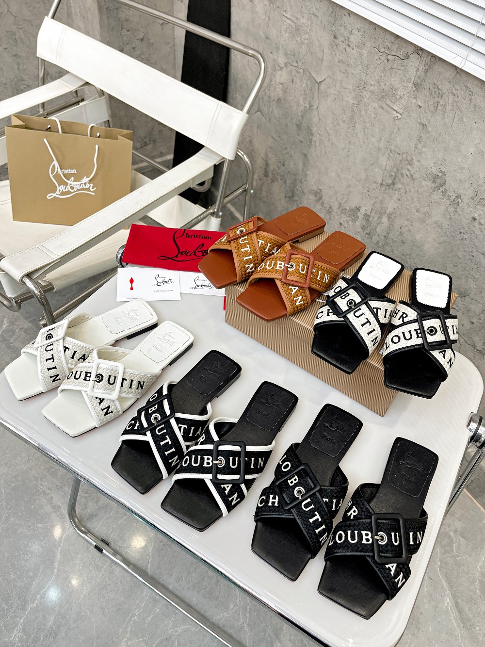 Christian Louboutin (CL) letter slippers