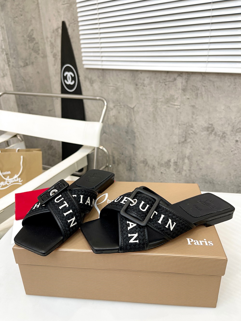 Christian Louboutin (CL) letter slippers