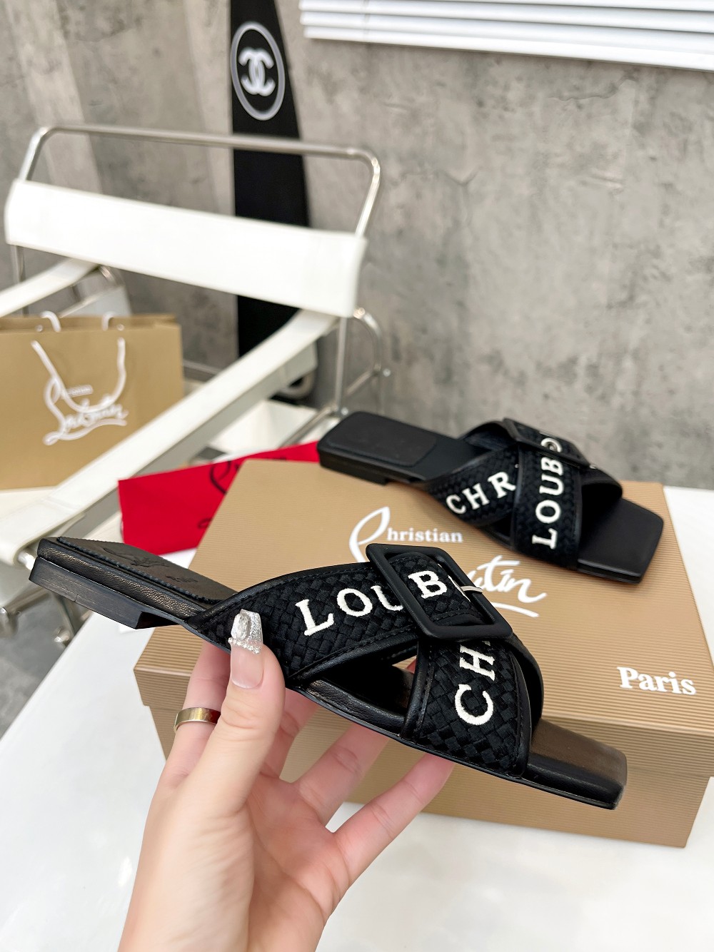 Christian Louboutin (CL) letter slippers