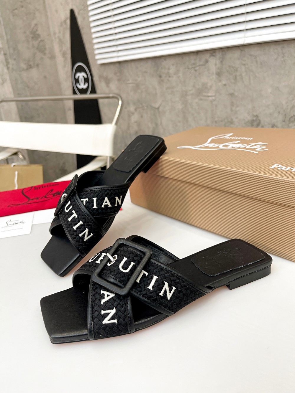 Christian Louboutin (CL) letter slippers