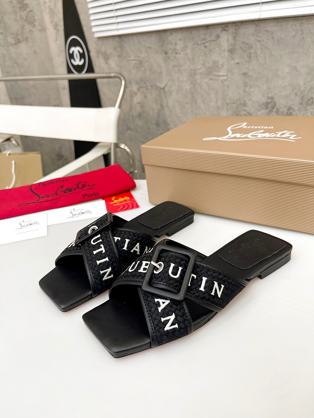 Christian Louboutin (CL) letter slippers
