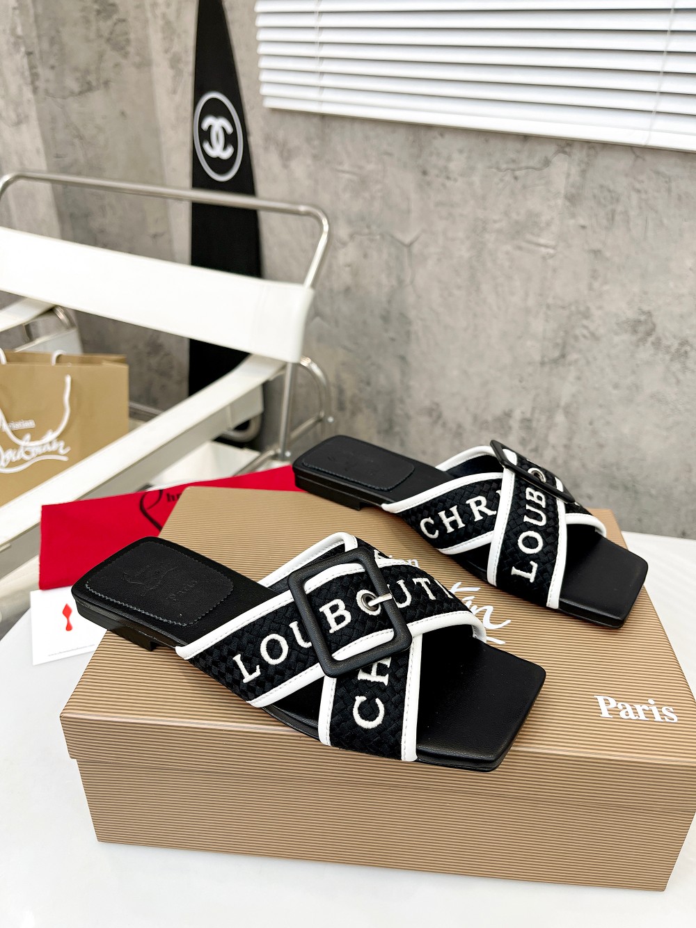 Christian Louboutin (CL) letter slippers