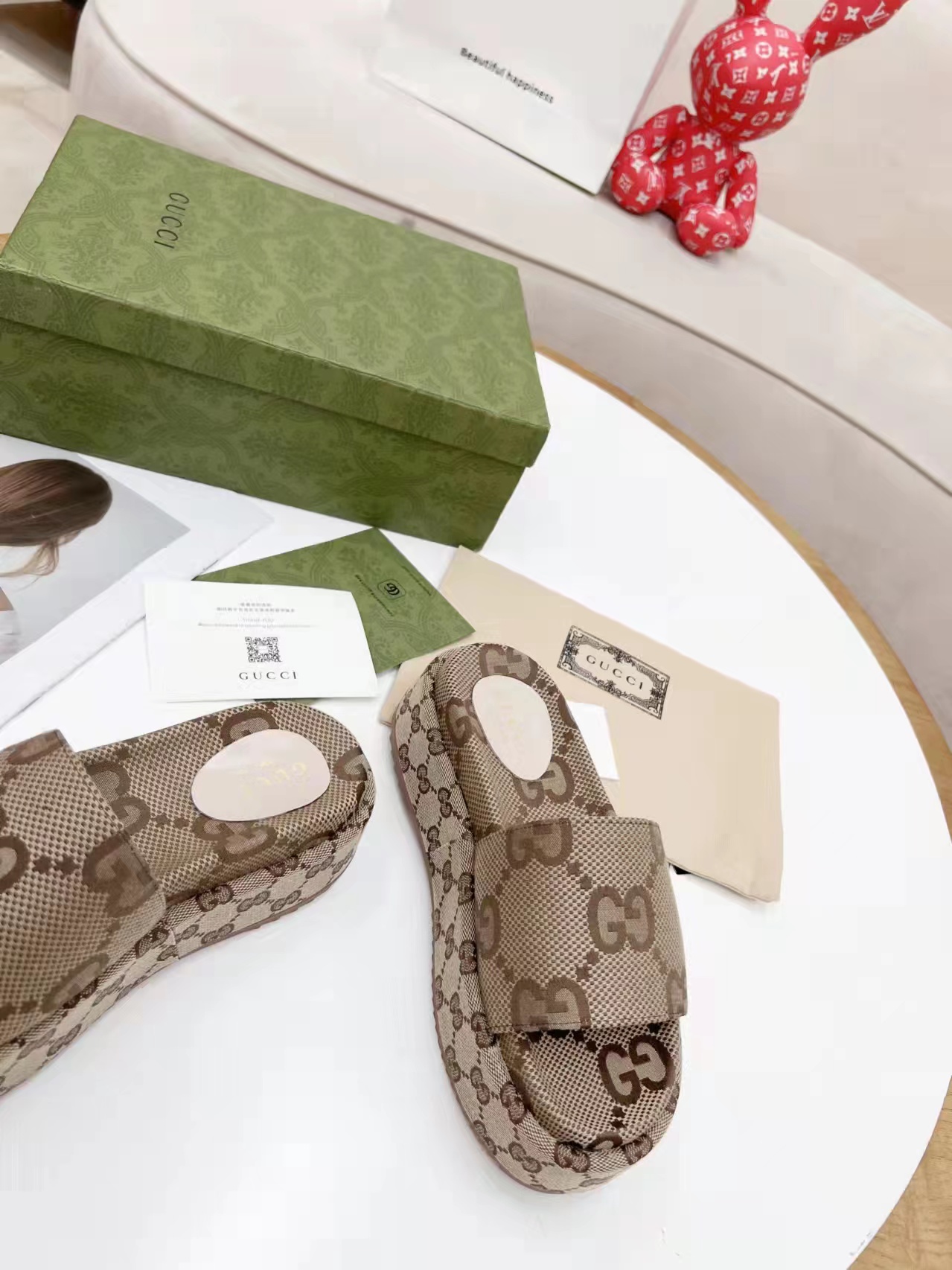 GUCCI GG PLATFORM SLIPPERS