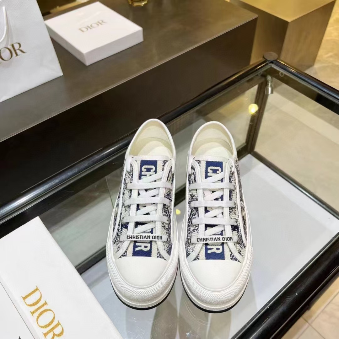 Dior platform embroidered cloth sneakers