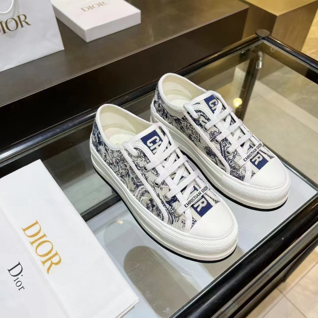 Dior platform embroidered cloth sneakers