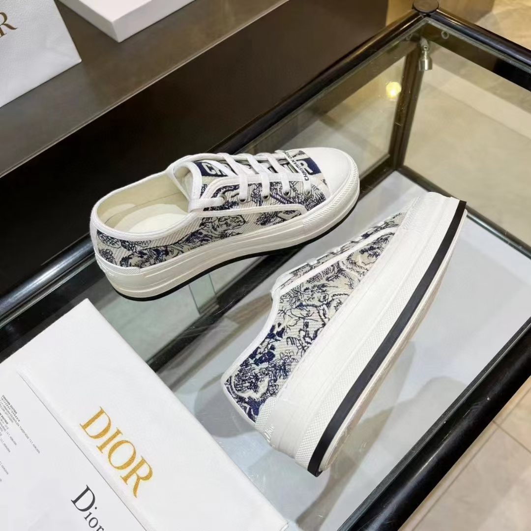 Dior platform embroidered cloth sneakers