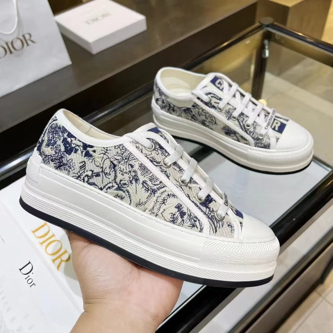 Dior platform embroidered cloth sneakers