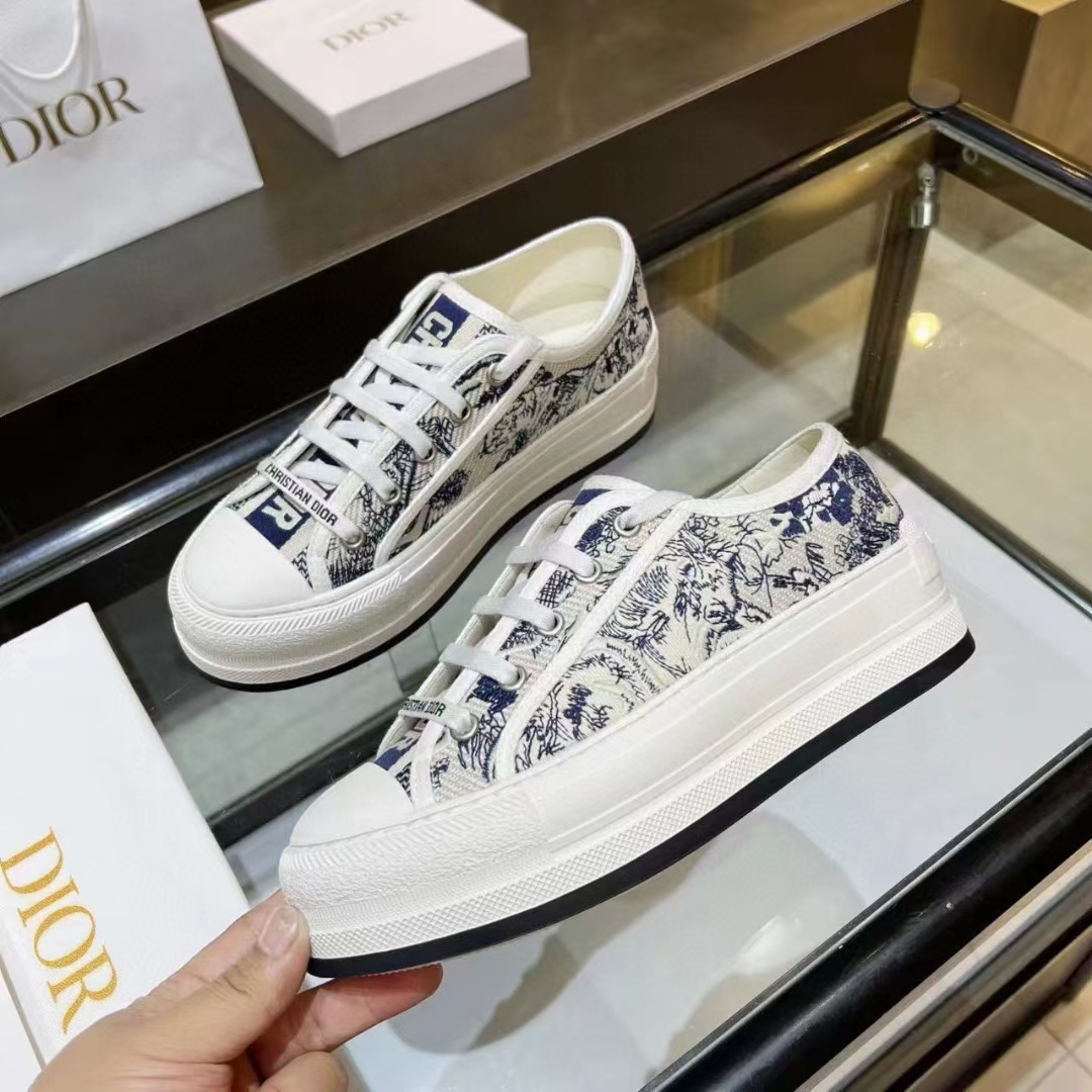 Dior platform embroidered cloth sneakers