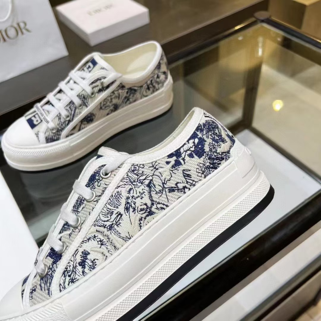 Dior platform embroidered cloth sneakers