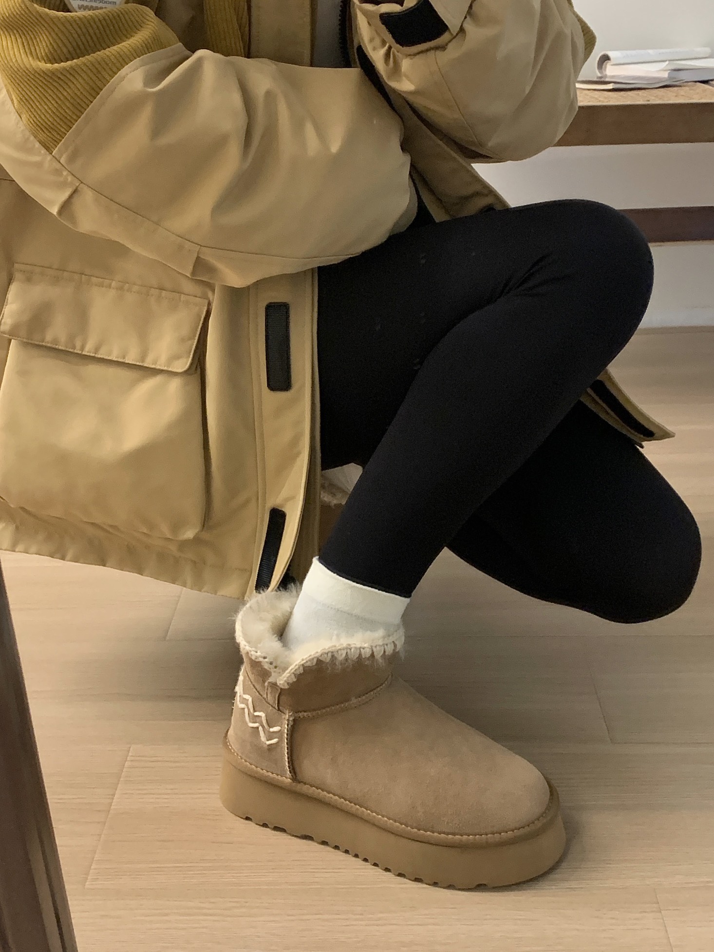 UGG wavy woolen snow boots