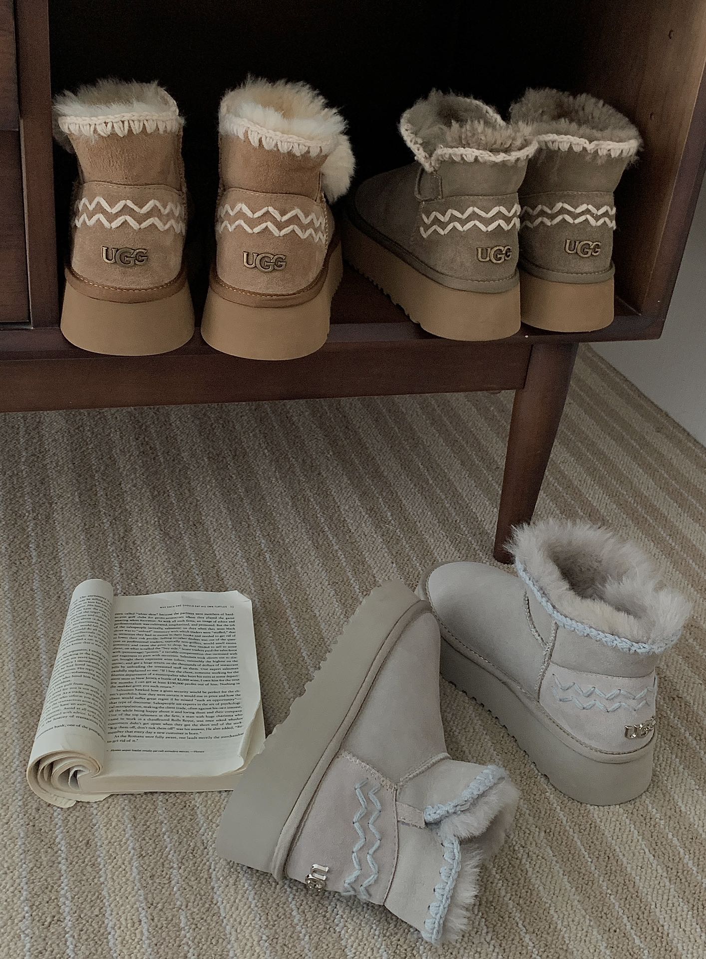 UGG wavy woolen snow boots