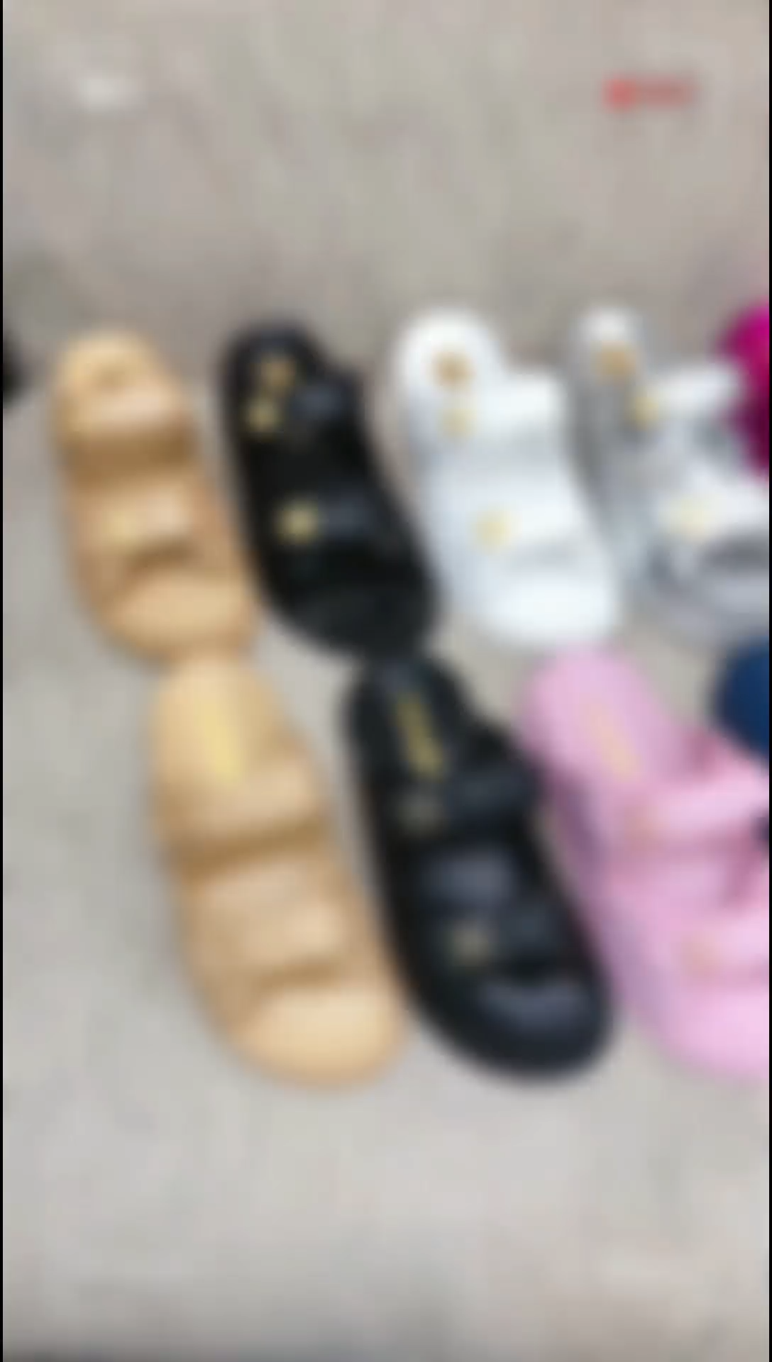 CHANEL New Velcro Bird Grid Cloth Slippers