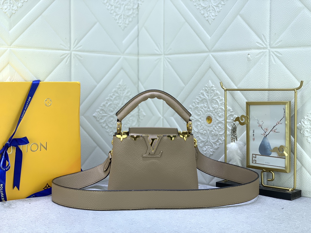 LV GOLD BUCKLE CAPUCINES HANDBAG BAGS