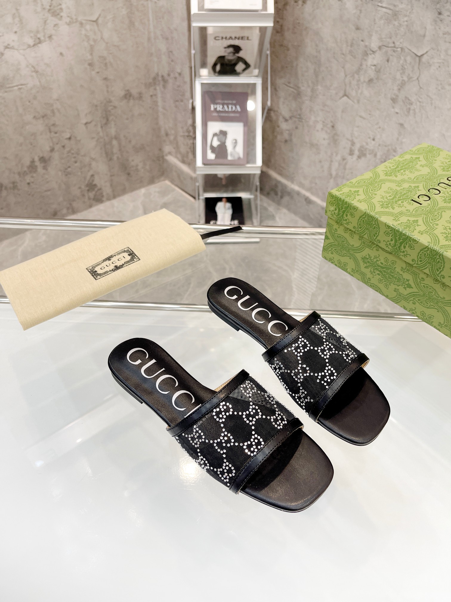 GUCCI DIAMOND SLIPPERS