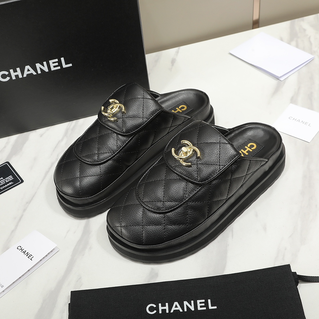 CHANEL Birkenstock toe slippers