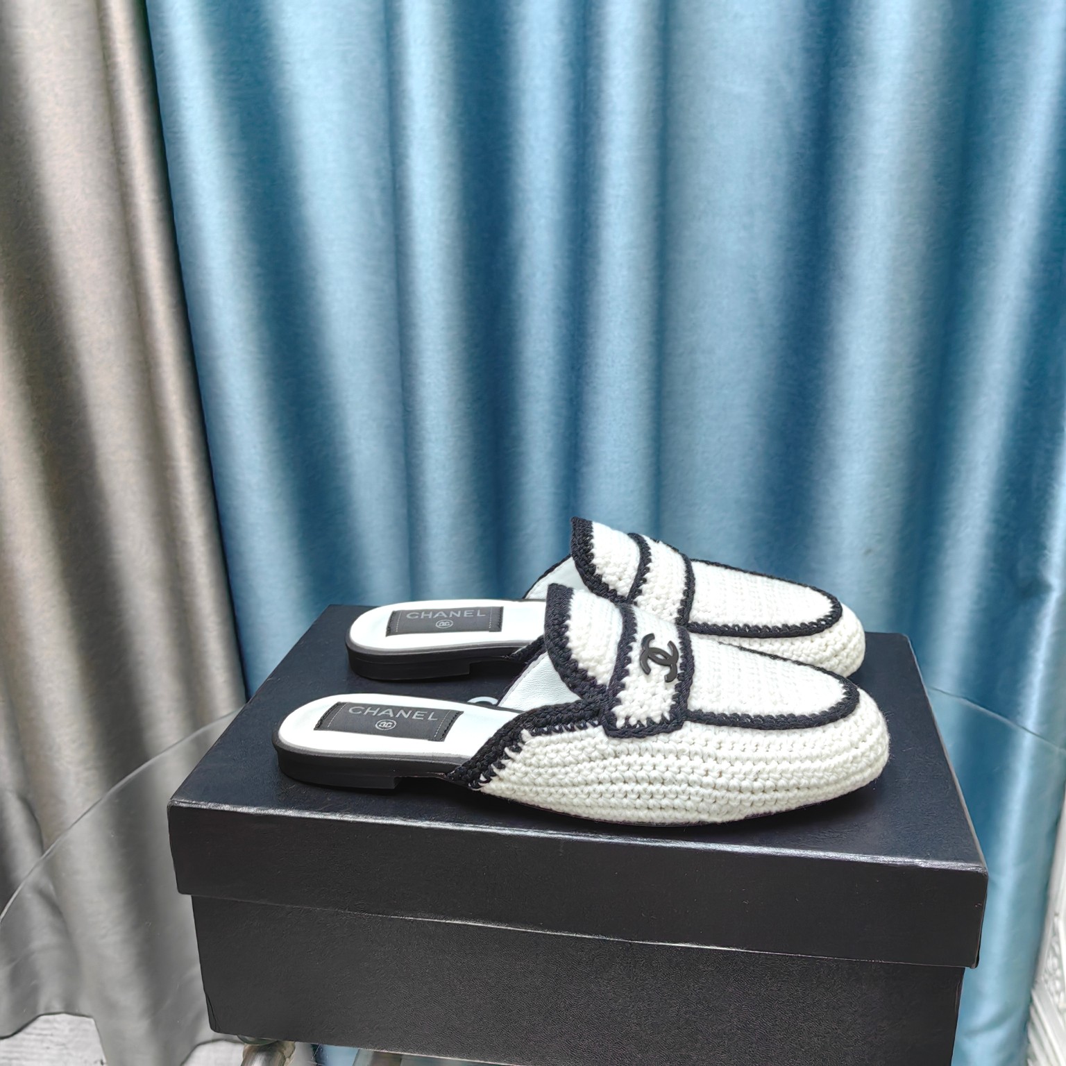 CHANEL Weave semi-slippers