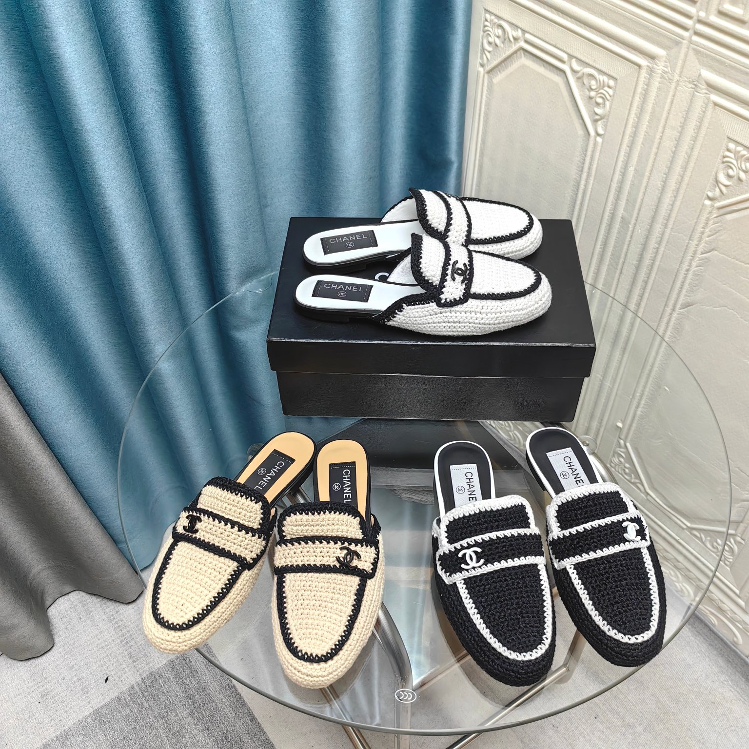 CHANEL Weave semi-slippers