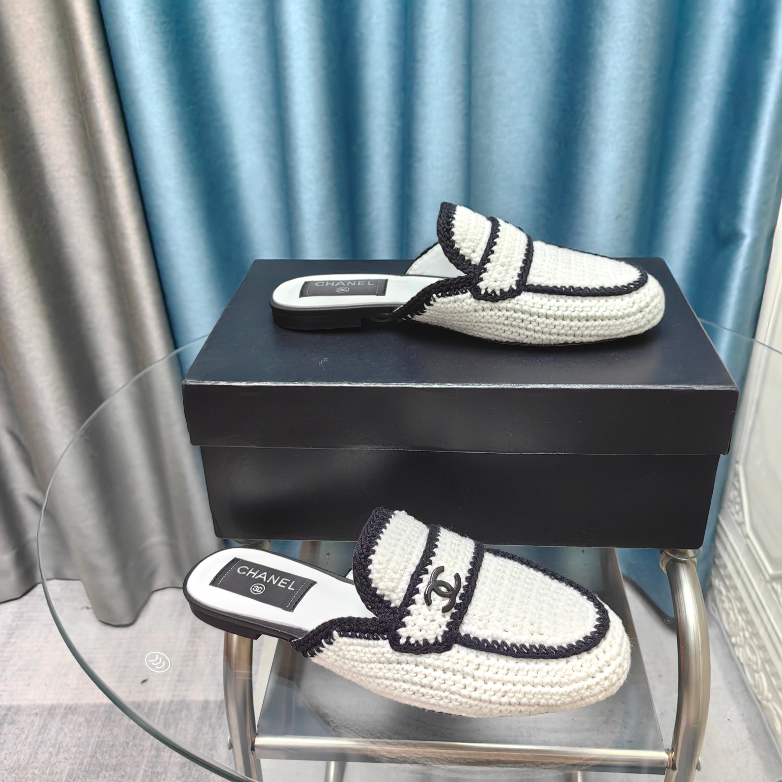 CHANEL Weave semi-slippers