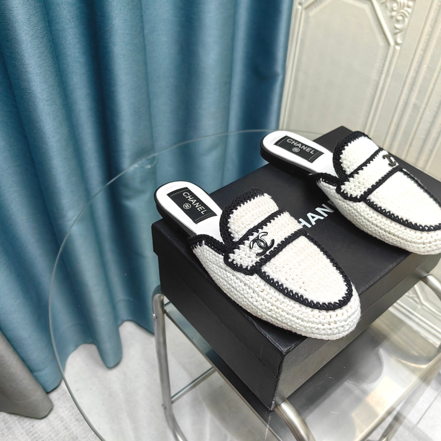 CHANEL Weave semi-slippers