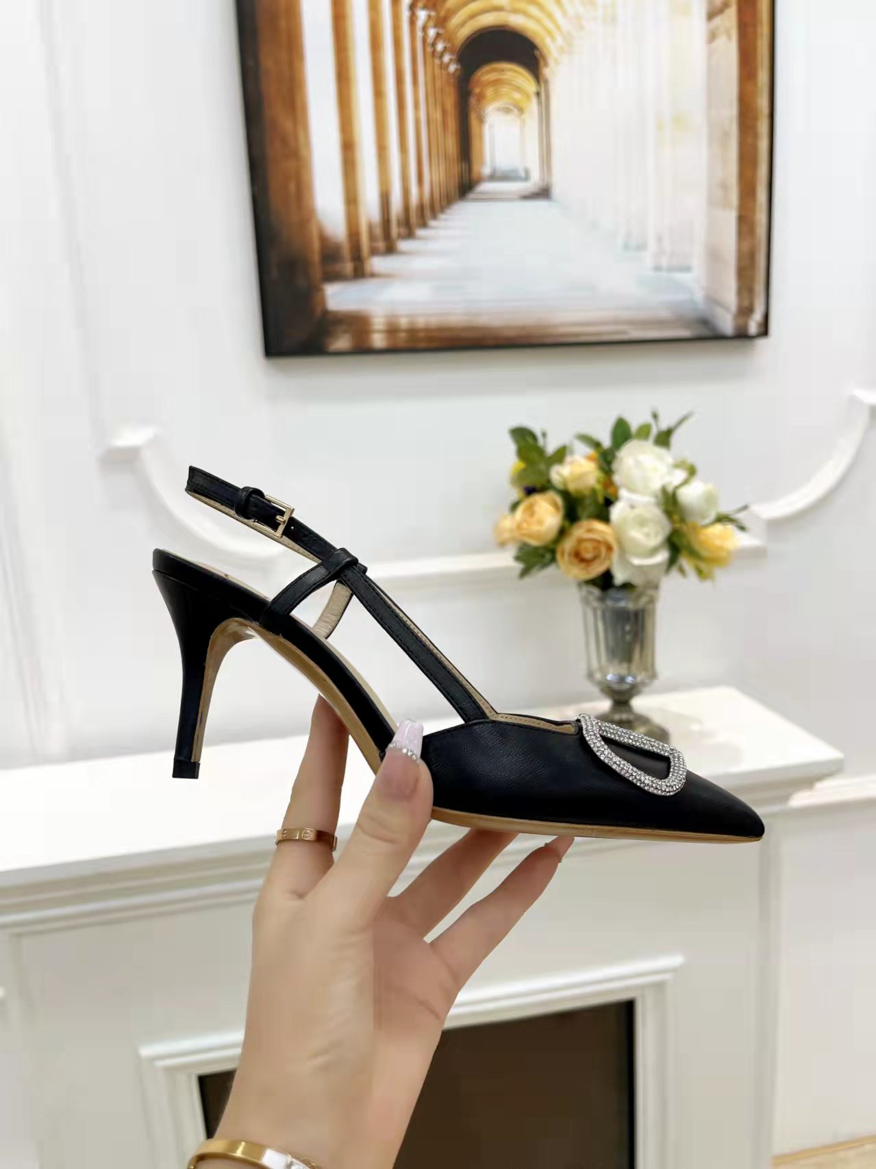 Valentino big vey buckle single shoes heels
