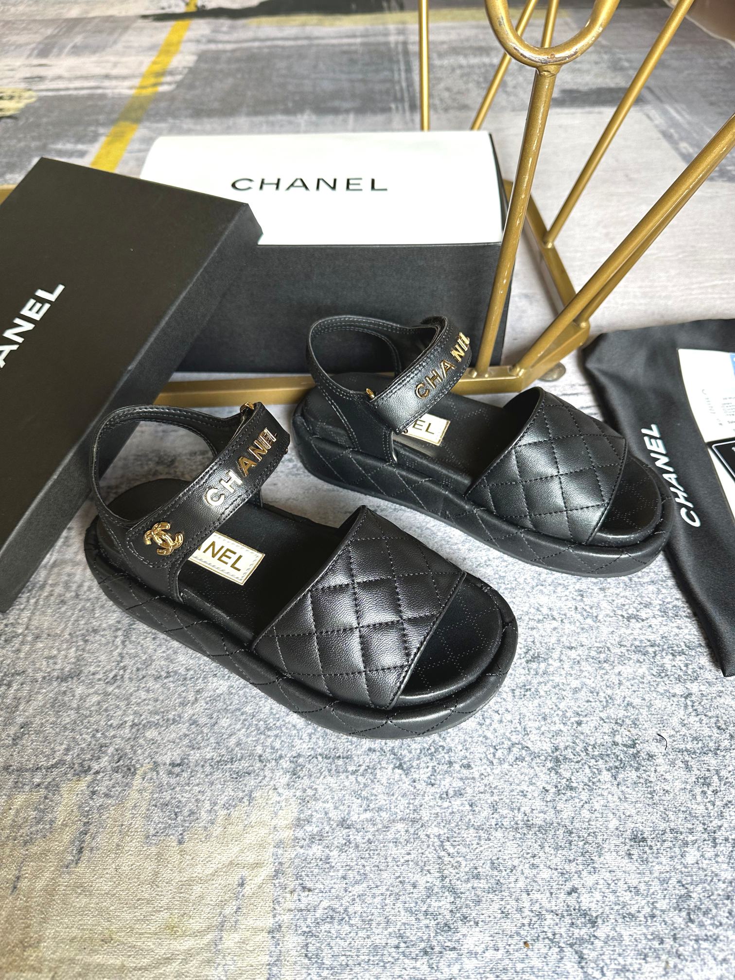 Chanel velcro sandals