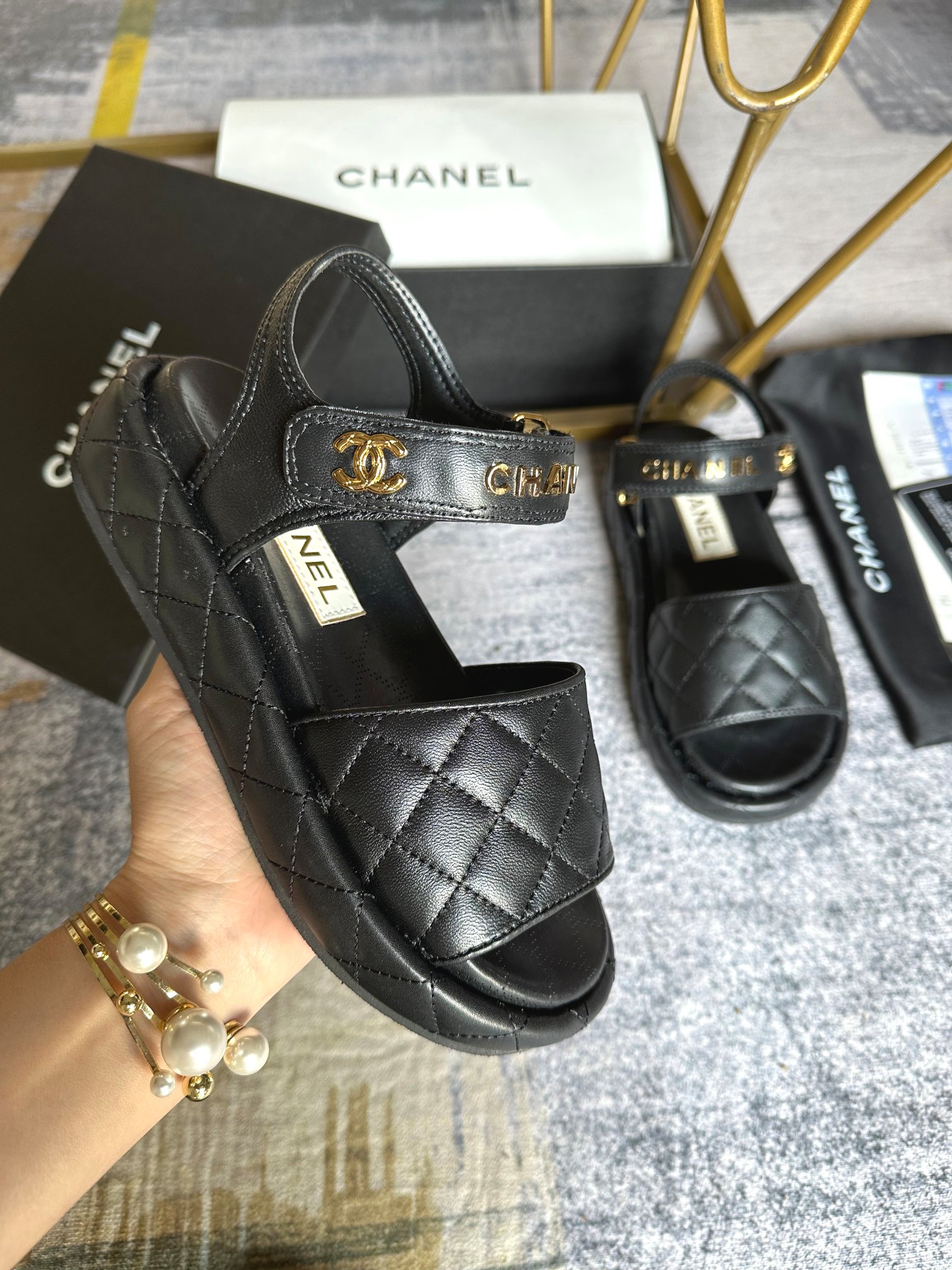 Chanel velcro sandals