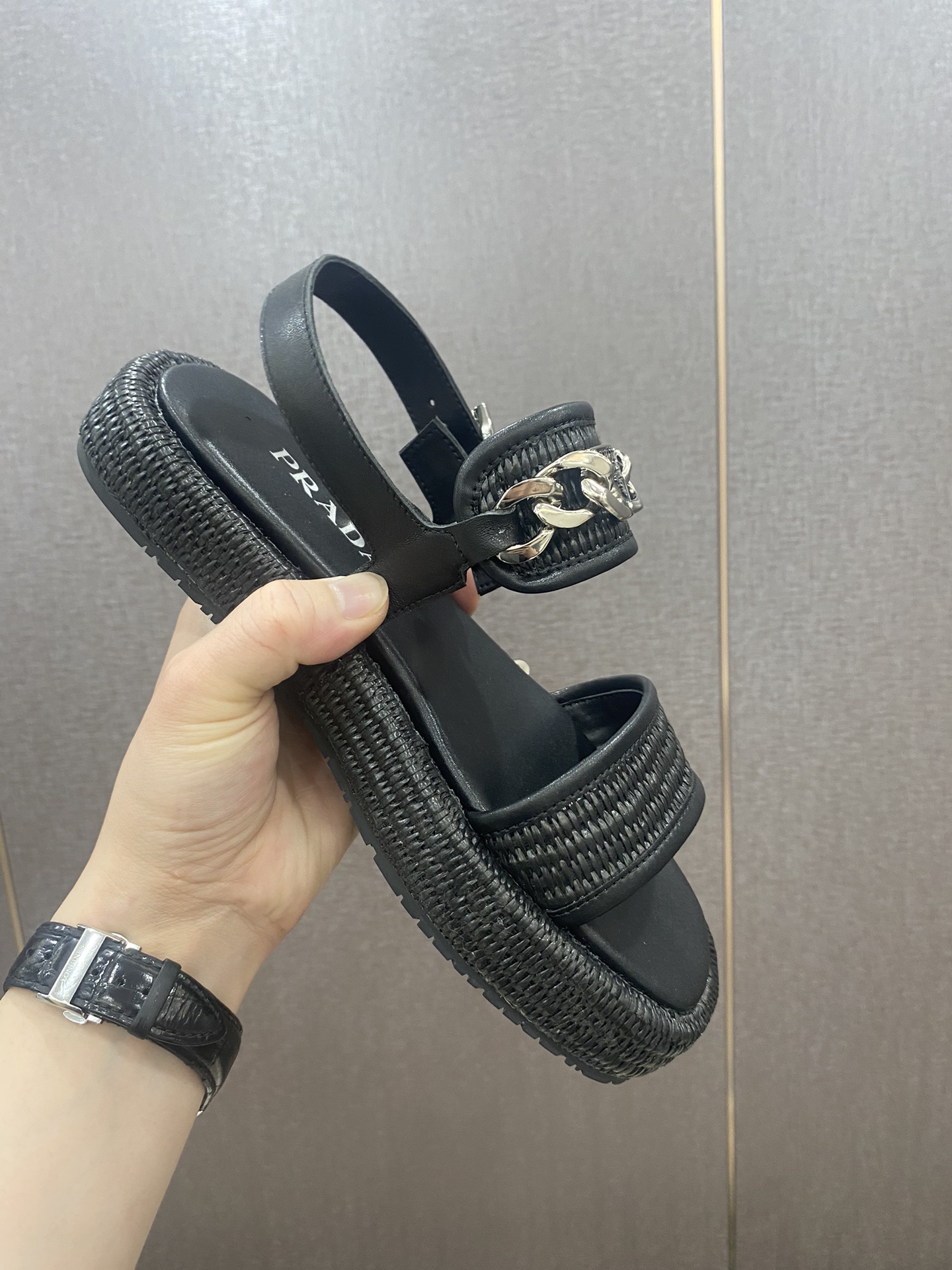 Prada straw sandals
