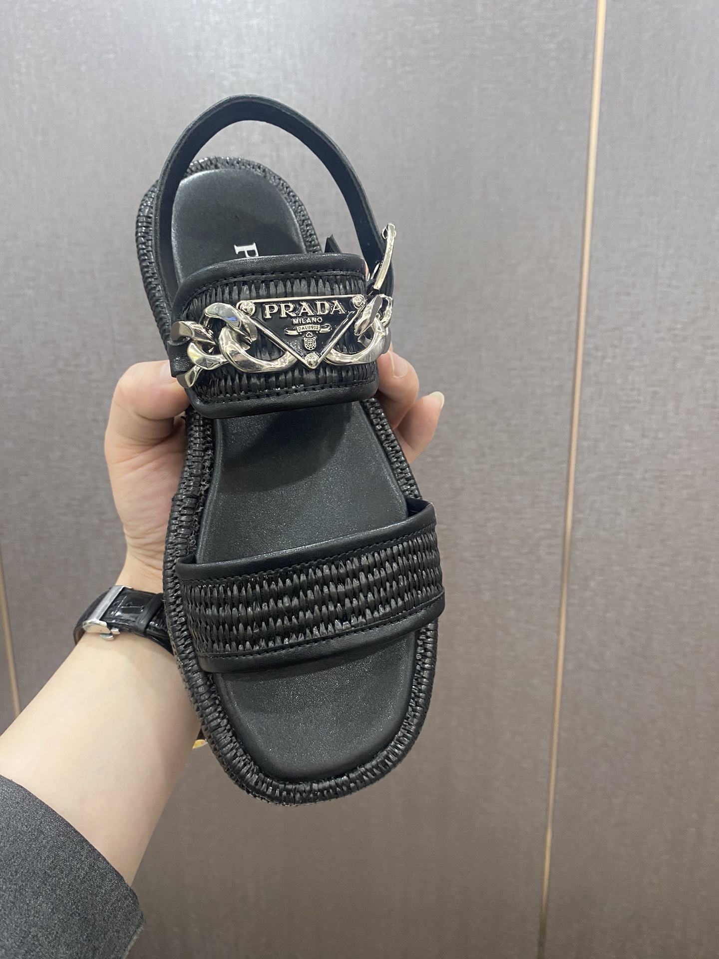 Prada straw sandals