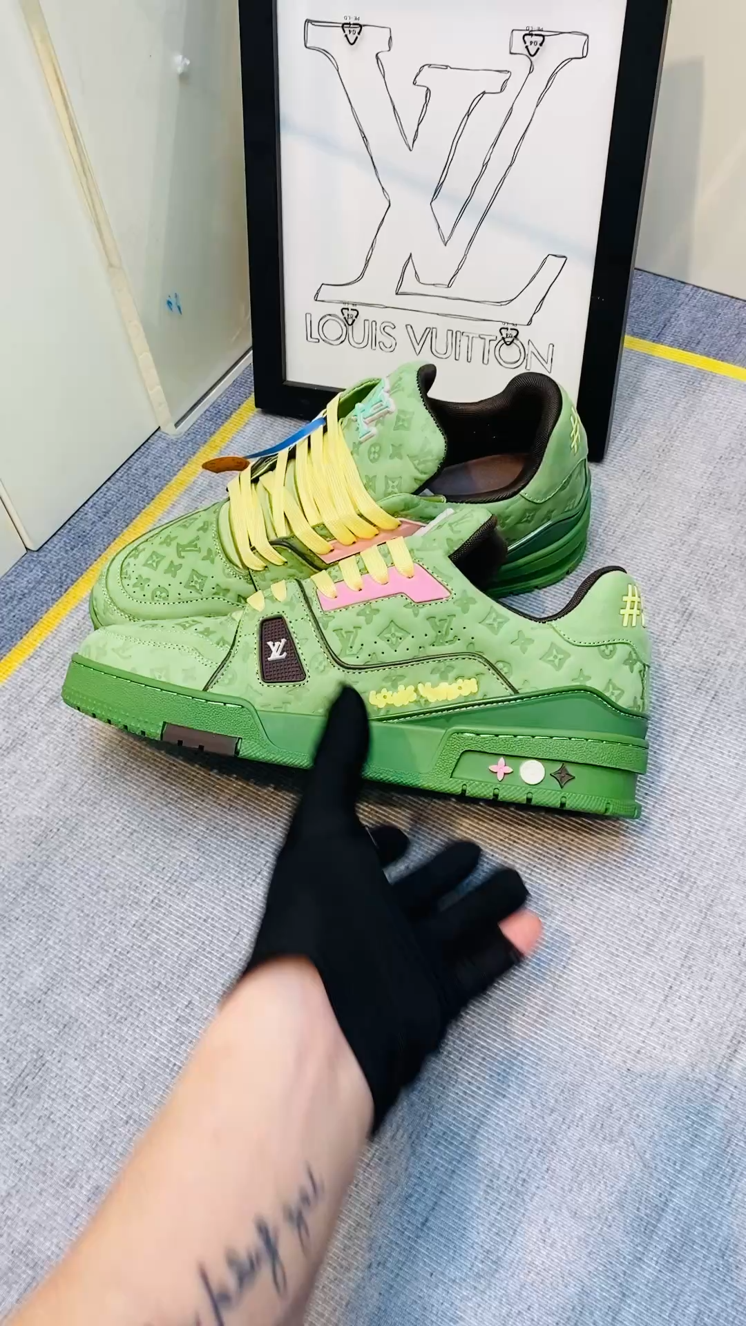 LV Trainer Tyler avocado sneakers