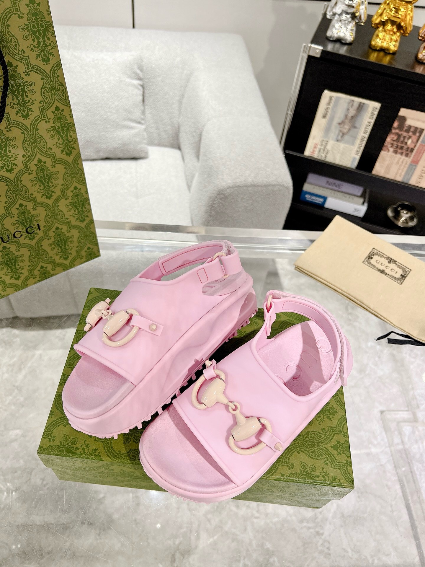 GUCCI Horse-bit buckle platform sandals