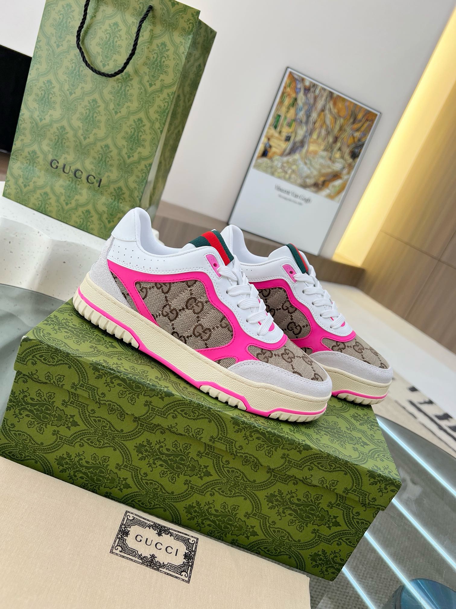 WOMEN'S GUCCI RE-WEB SNEAKER