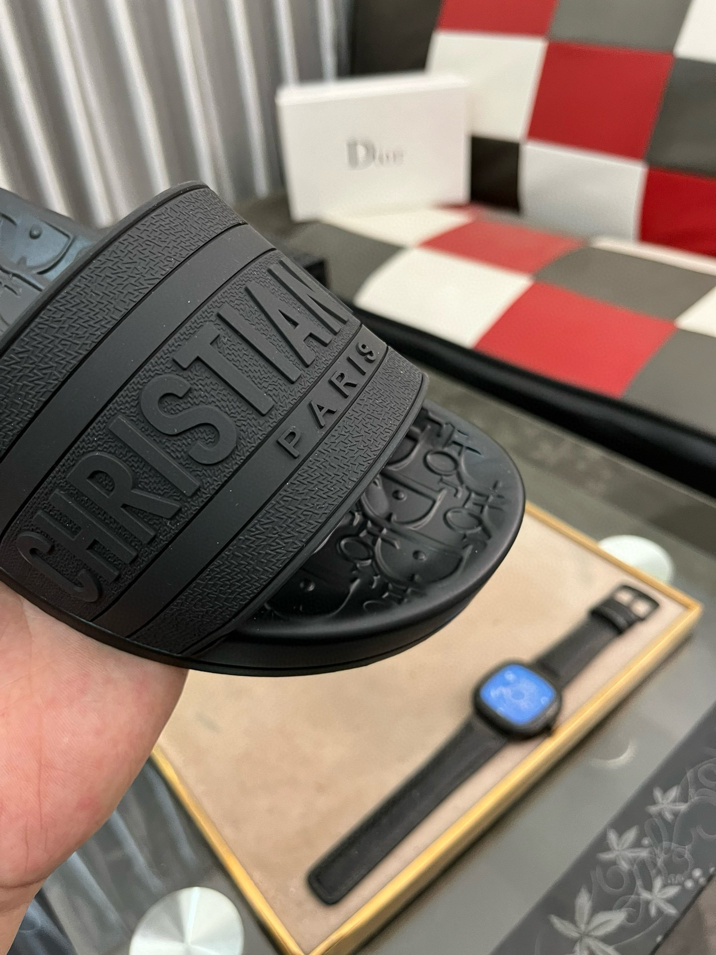 DIOR Embossed rubber slippers