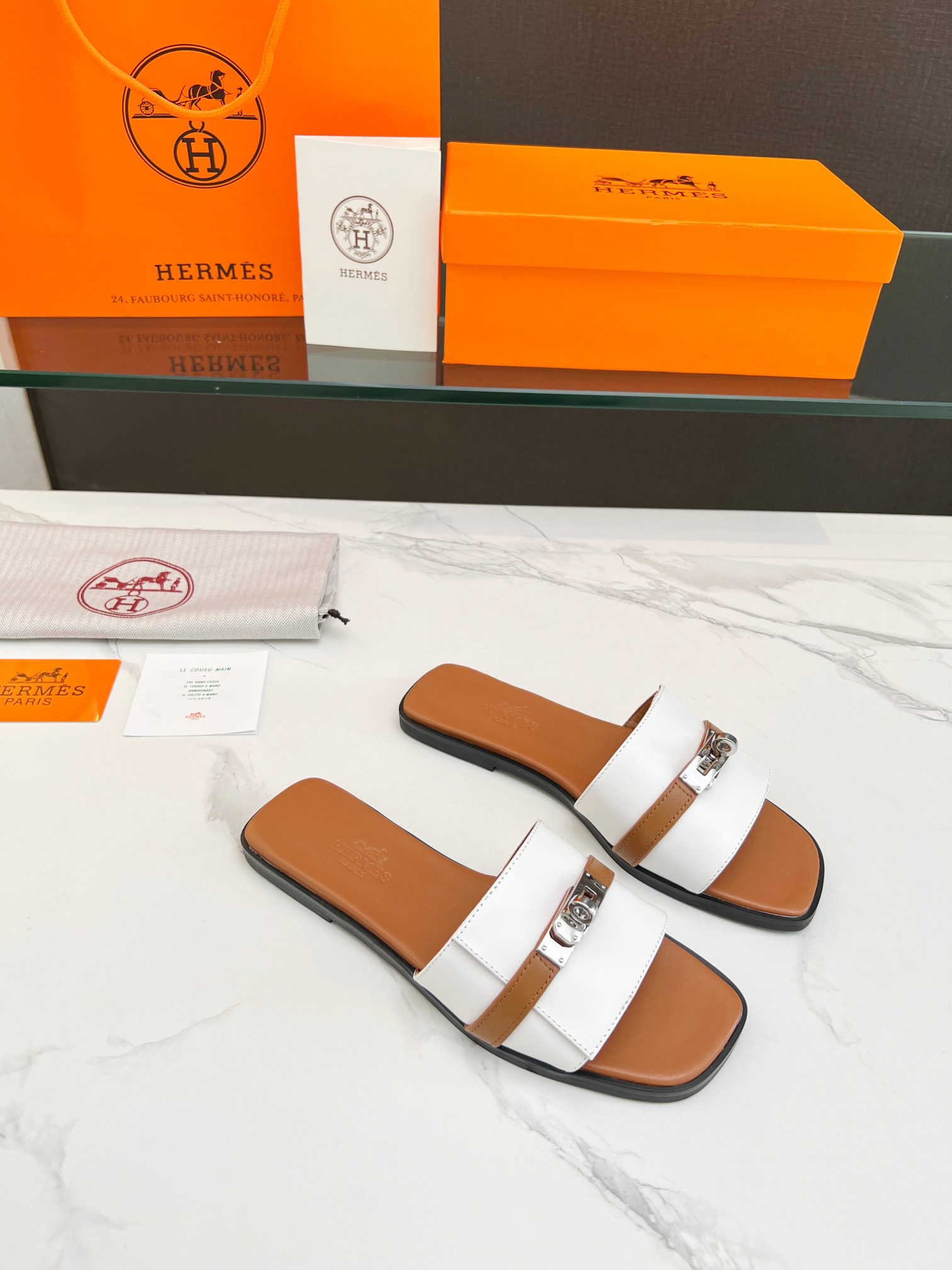 Hermes Metal flat bottomed slippers