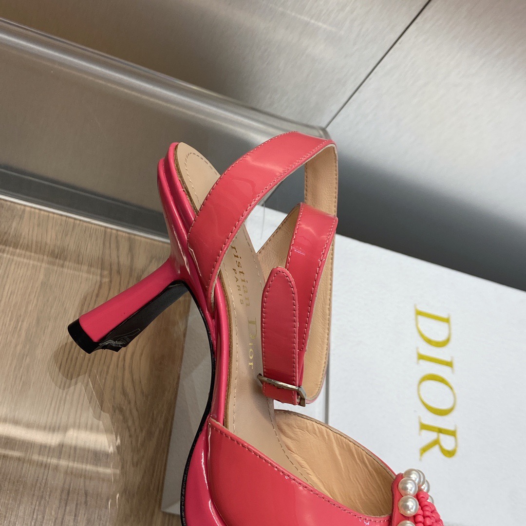 DIOR CD Letter Logo Rose Pearl Waterproof Platform Muller Women's Sandals