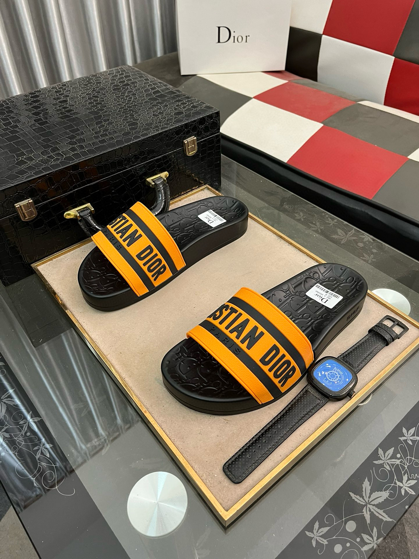 DIOR Embossed rubber slippers