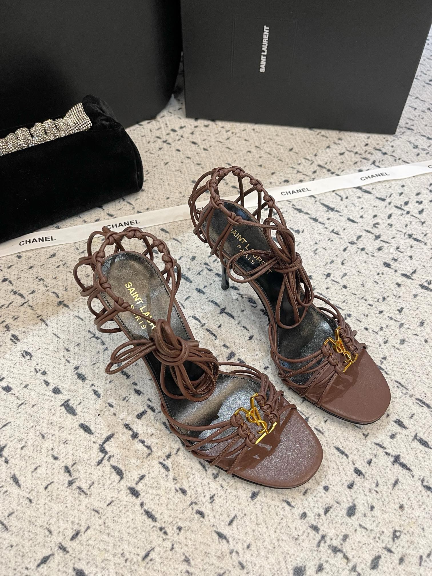 SAINT LAUREN YSL Strap high heels