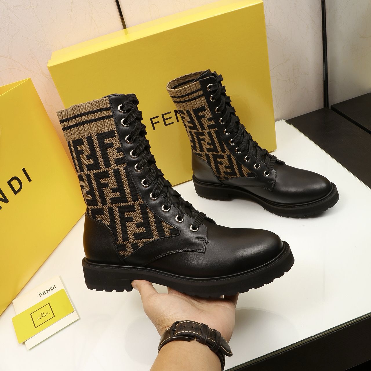 Fendi FF Fockoko Fly-woven booties