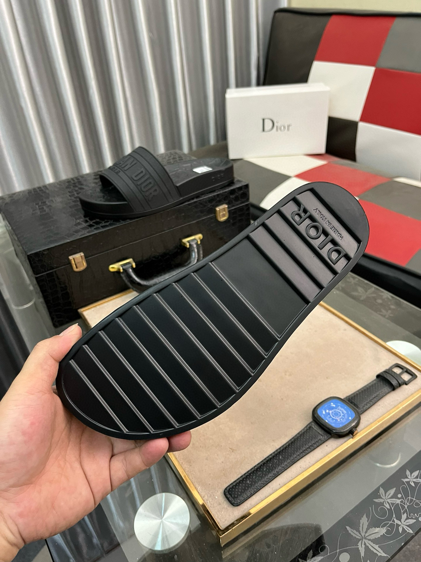 DIOR Embossed rubber slippers