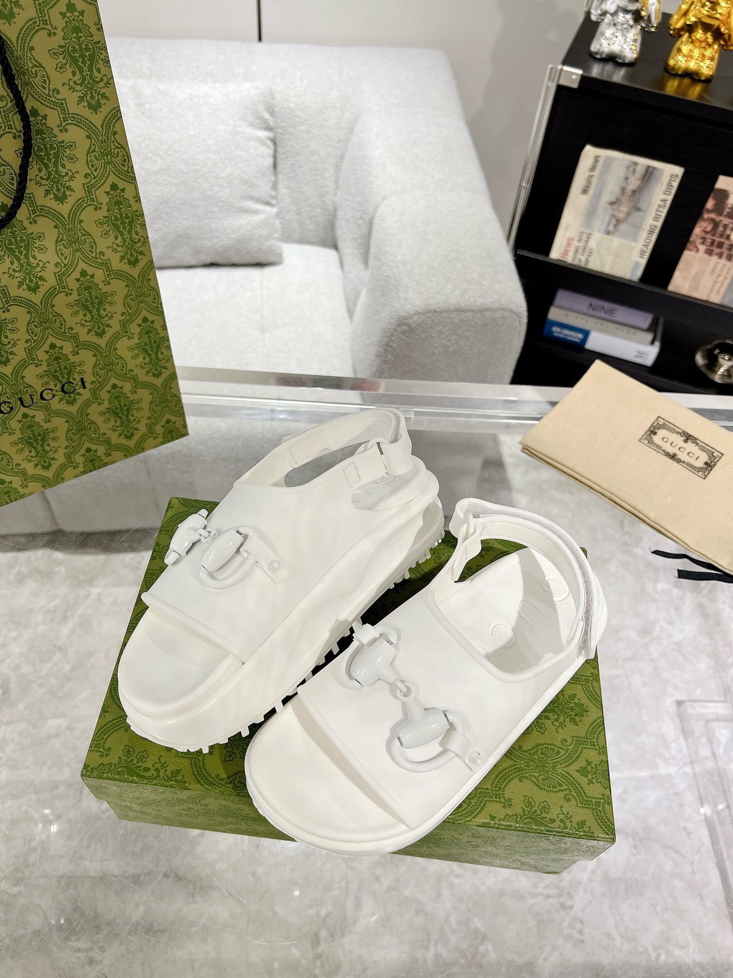 GUCCI Horse-bit buckle platform sandals