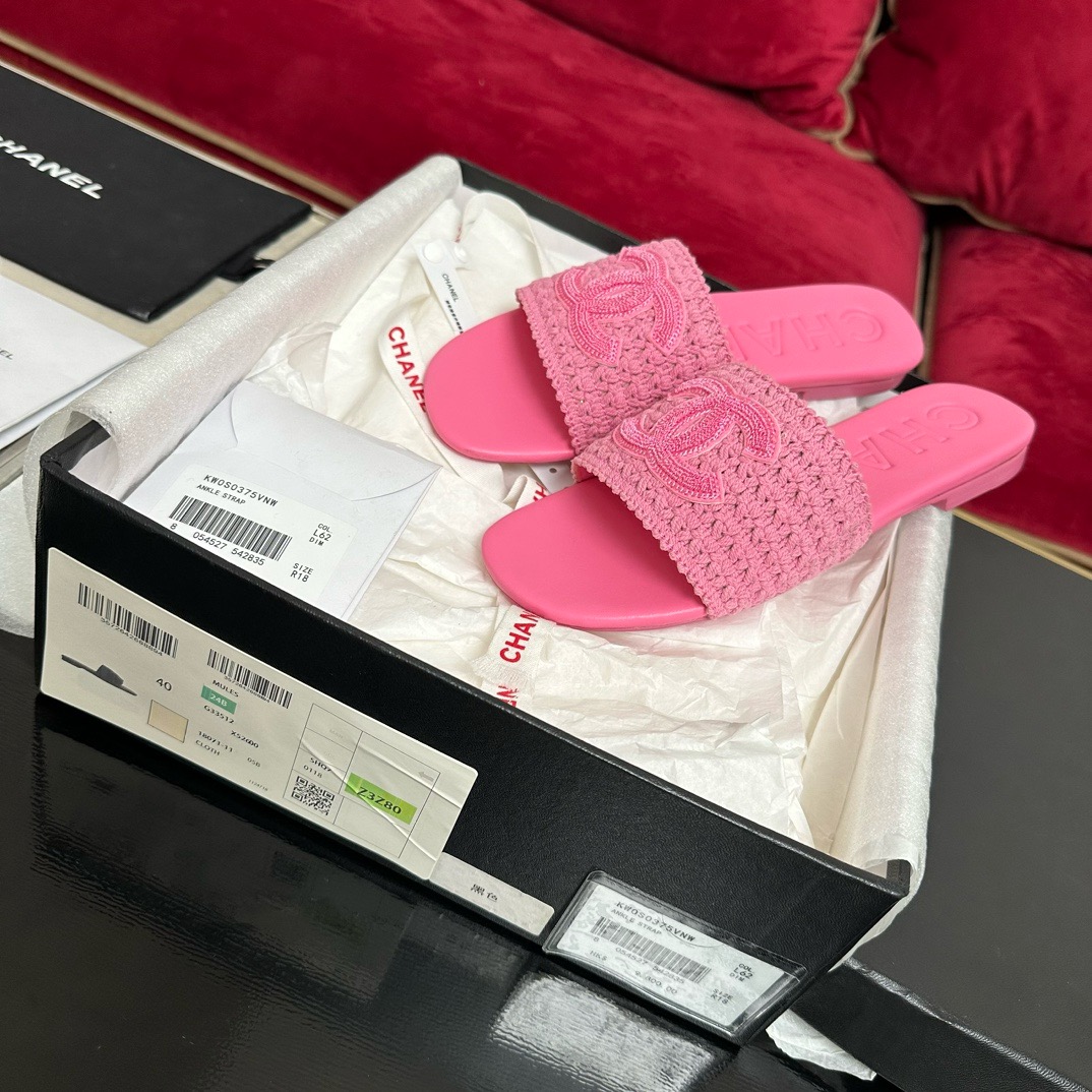 CHANEL  coco beach Woven slippers