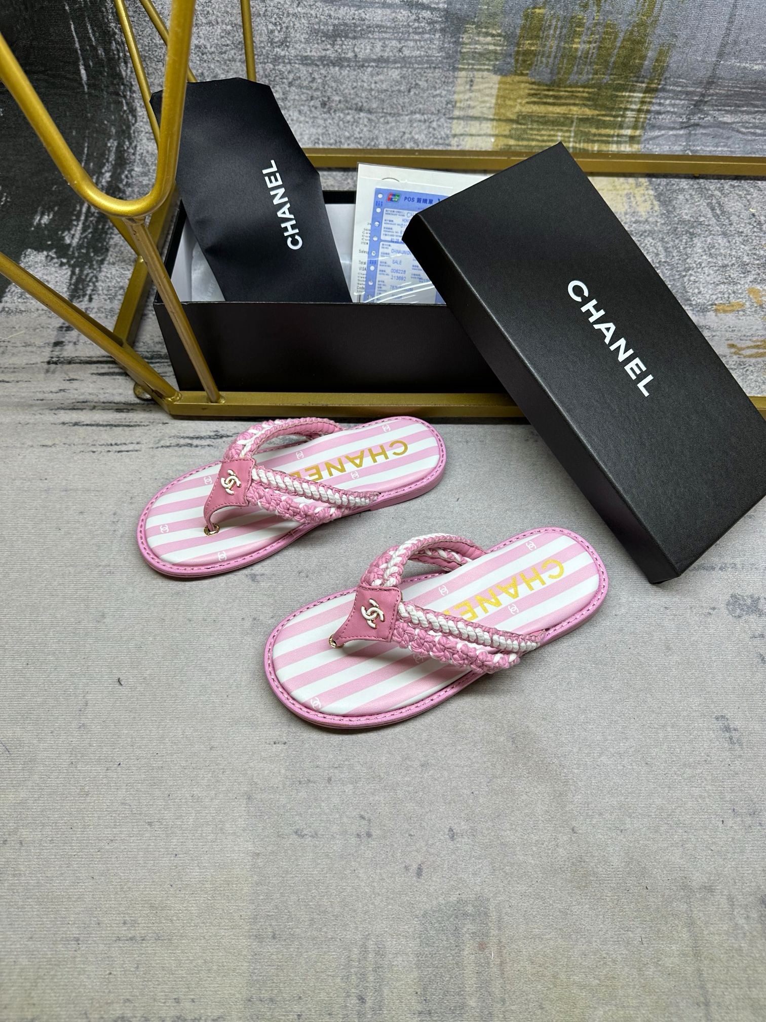 CHANEL Clip-on slippers
